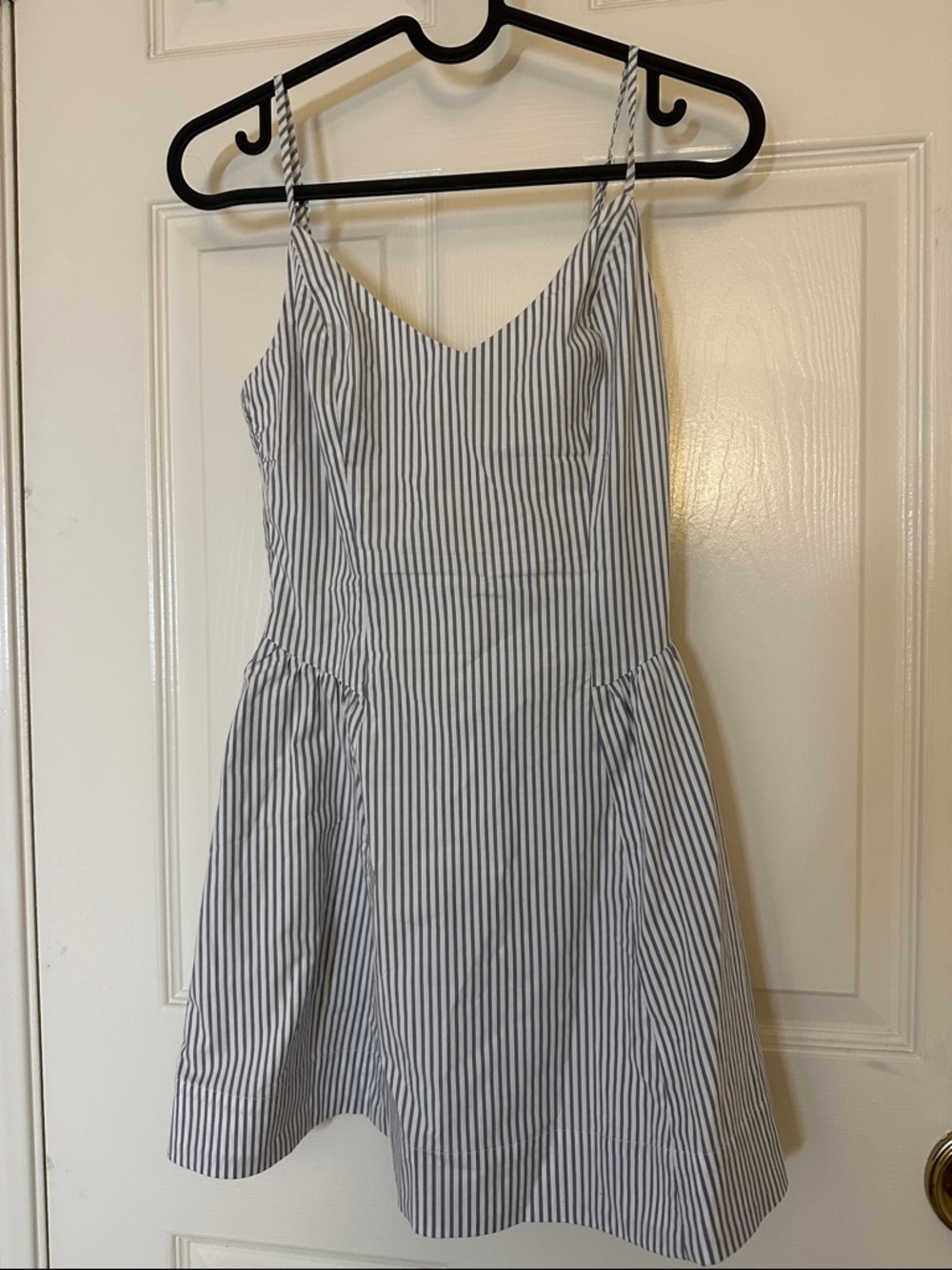 Aritzia Blue and White Striped Spaghetti Strap Mini Dress